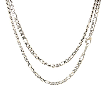 Platinum Figaro link chain necklace, linked metal links, 3.3mm width