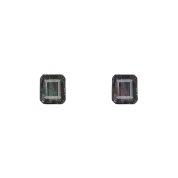 0.96 ct square alexandrite gemstone, dark green with reddish-purple flashes