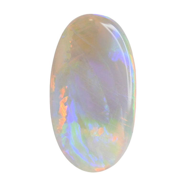 Oval Australian opal cabochon with colorful iridescent flashes