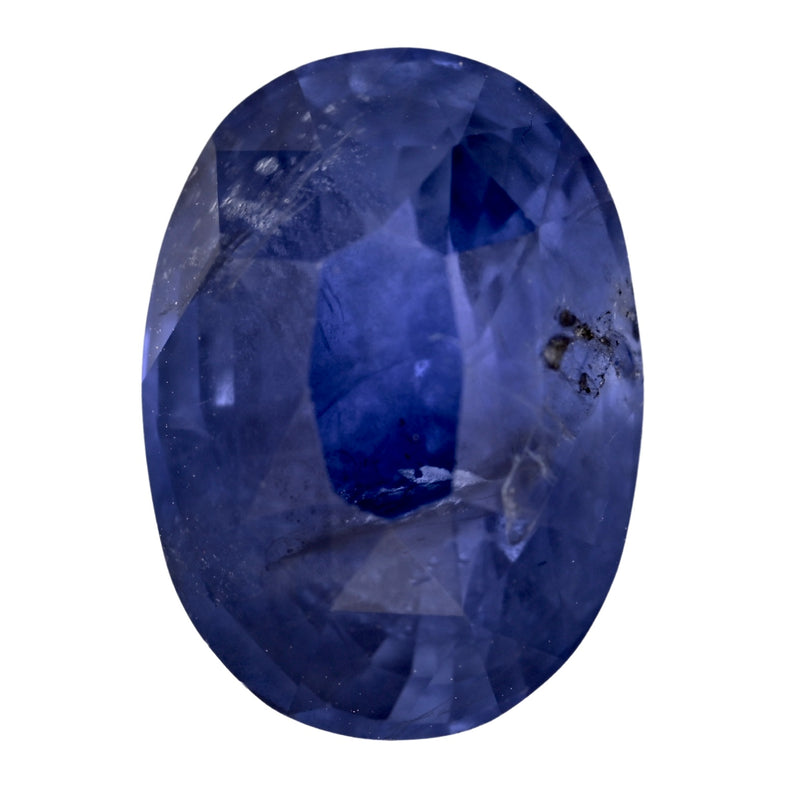 Oval faceted blue sapphire gemstone