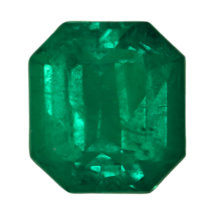 Emerald green octagonal faceted gemstone, 2.86 carat