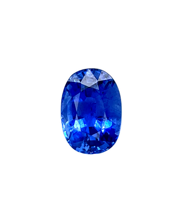 Oval blue sapphire gemstone, bright deep-blue faceted oval cut