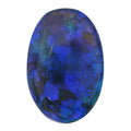 Oval black opal gemstone with vivid blue and green fire flashes