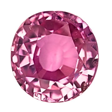 Round pink sapphire gemstone with faceted cut