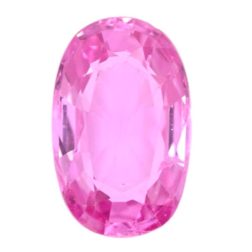 Oval pink sapphire gemstone with faceted prismatic cut