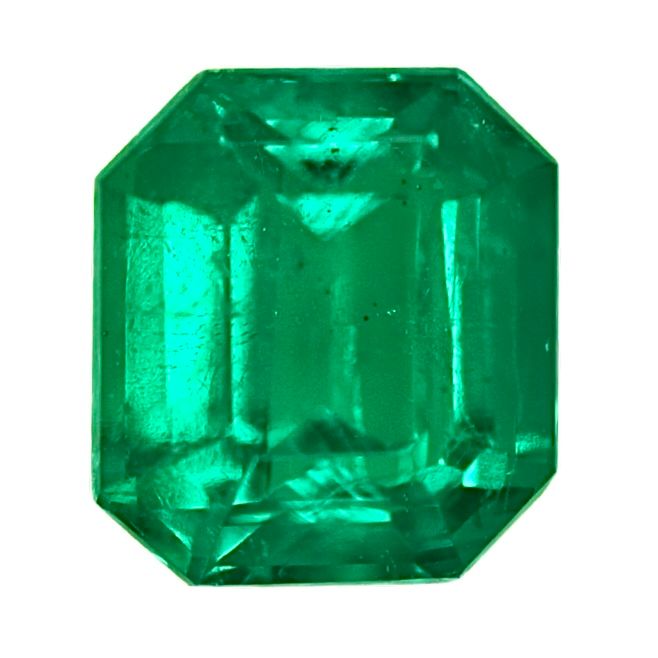 Octagonal emerald-cut green gemstone, brilliant faceted 1.82 carats