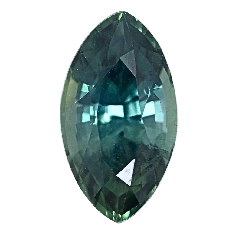 Teal bi-color sapphire gemstone, oval cut faceted sparkle