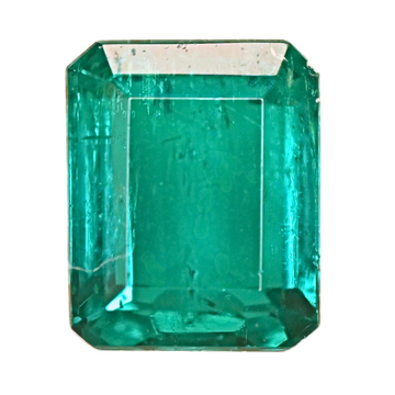 0.67-carat Colombian emerald, emerald-cut green gemstone with faceted edges