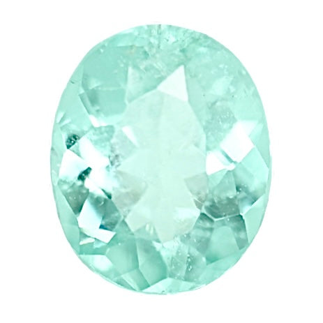 Oval blue-green tourmaline gemstone, faceted, mint color