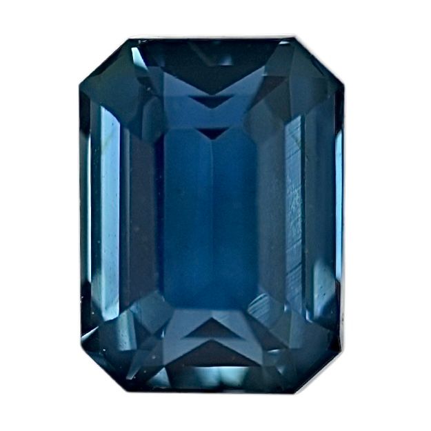 Octagonal step-cut teal sapphire gemstone, faceted teal blue stone