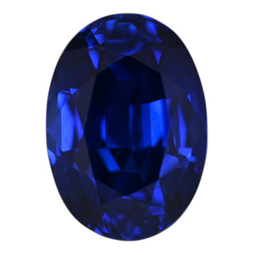 Oval blue sapphire gemstone, faceted deep navy-blue oval