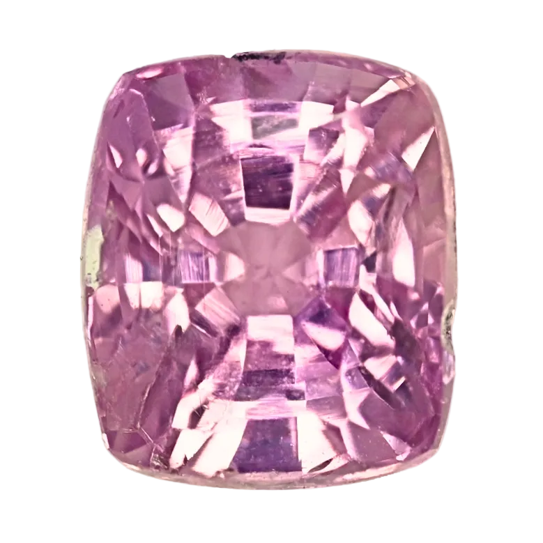 1.70-carat cushion-cut pink sapphire gemstone, square faceted
