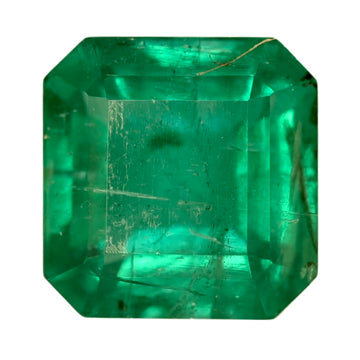 Green emerald-cut gemstone, 1.41 carat, octagon faceted with clear facets