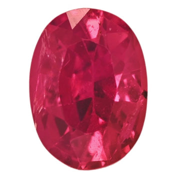 Oval faceted ruby gemstone, deep red