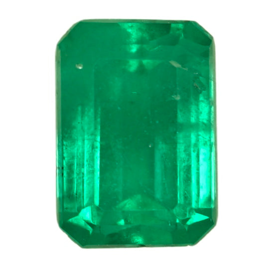 Emerald-cut green gemstone, octagonal faceted stone
