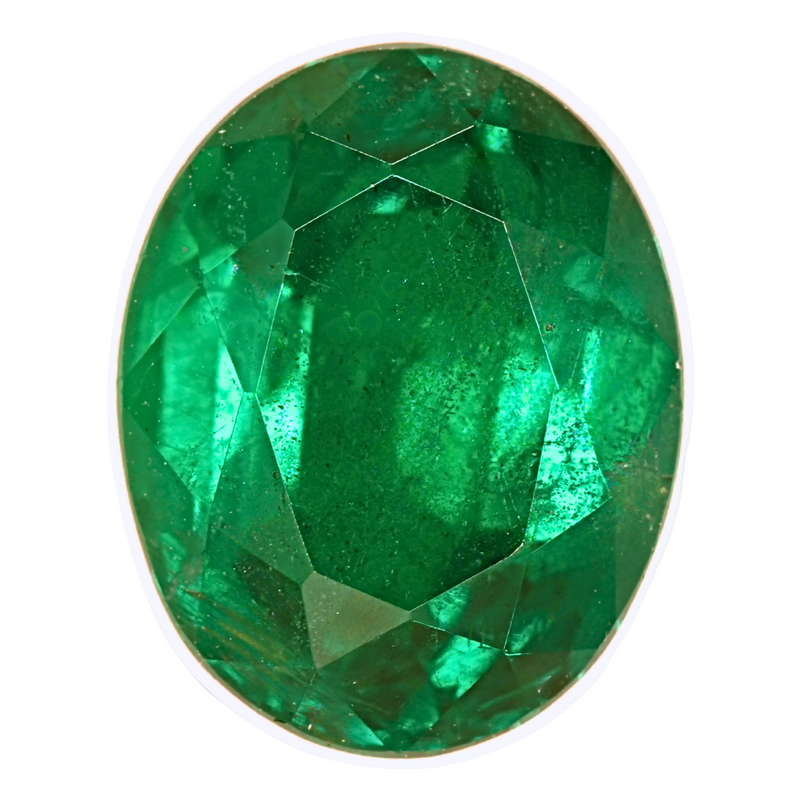Oval green gemstone with faceted surface, 3.40 carat