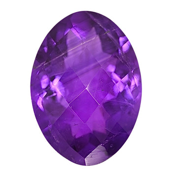 Oval faceted amethyst gemstone in deep purple