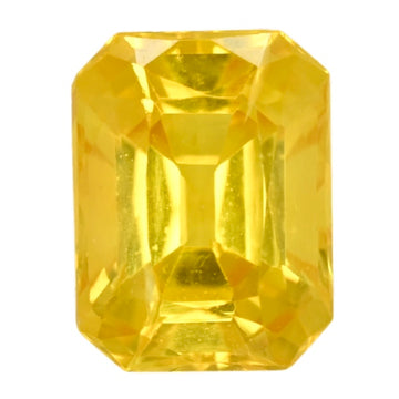 Yellow sapphire gemstone in emerald-cut with square step facets, 1.95 ct
