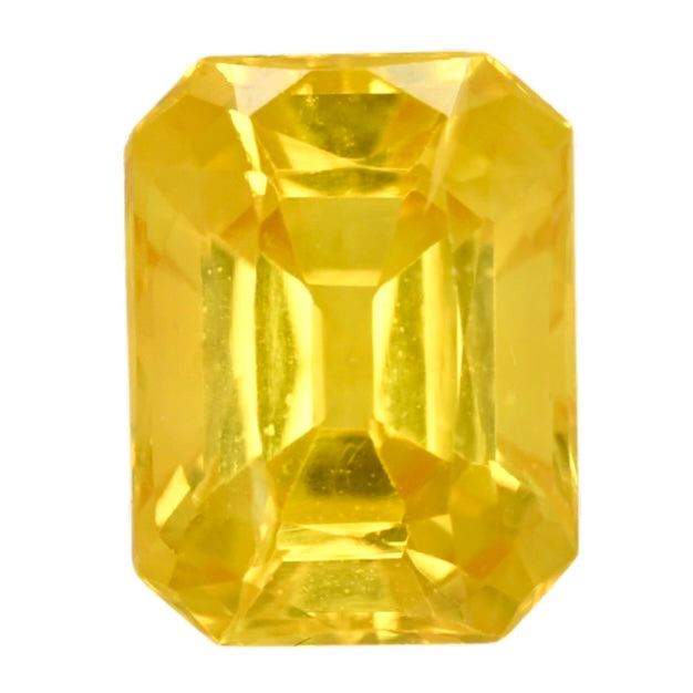 Yellow sapphire gemstone in emerald-cut with square step facets, 1.95 ct