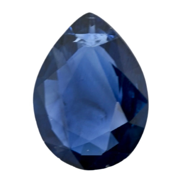 Blue sapphire gemstone, pear-shaped faceted