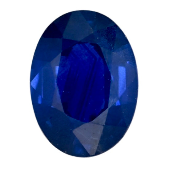 Oval blue sapphire gemstone with faceted oval cut
