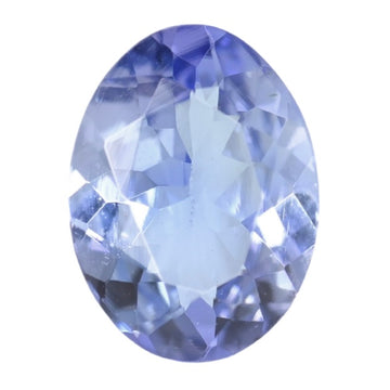 Oval light blue-violet tanzanite gemstone with faceted cut