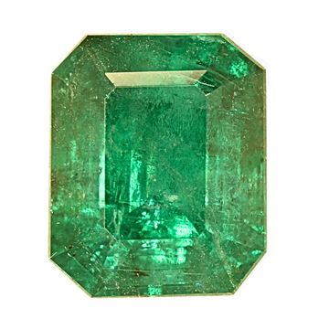 3.60-carat emerald-cut green gemstone with octagonal faceted shape