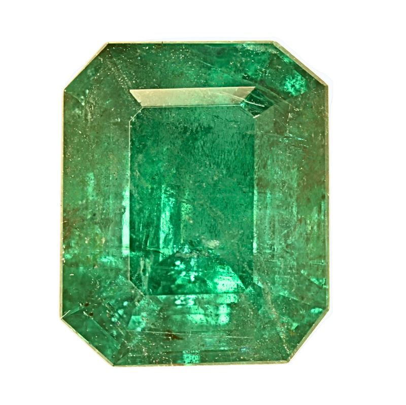 3.60-carat emerald-cut green gemstone with octagonal faceted shape