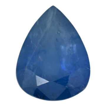 Blue sapphire teardrop gemstone, faceted pear cut