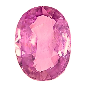 Oval pink sapphire gemstone with faceted cut