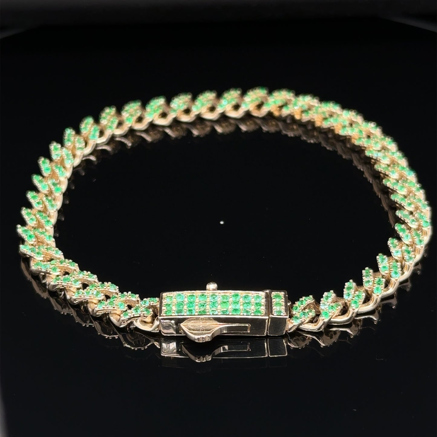 2.5 Carat Natural Emerald Cuban Bracelet