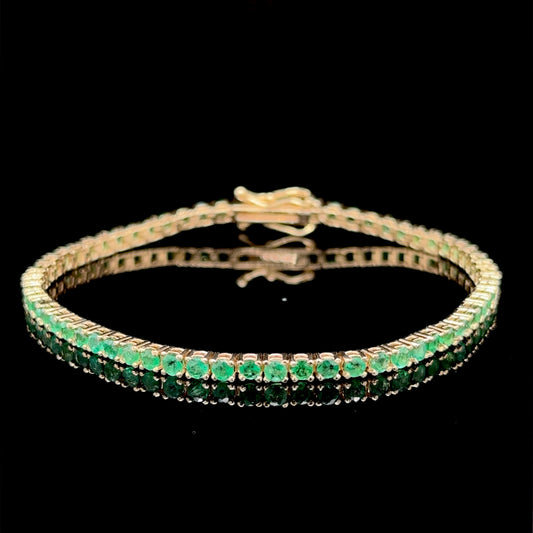 4 Carat Emerald Tennis Bracelet - 14k Gold