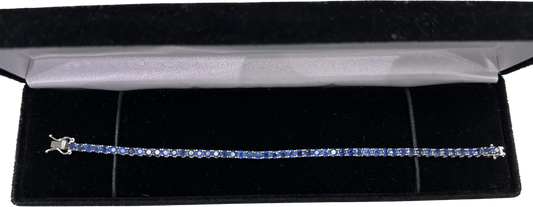 9.07 Carat Blue Sapphire Bracelet - 14k White Gold