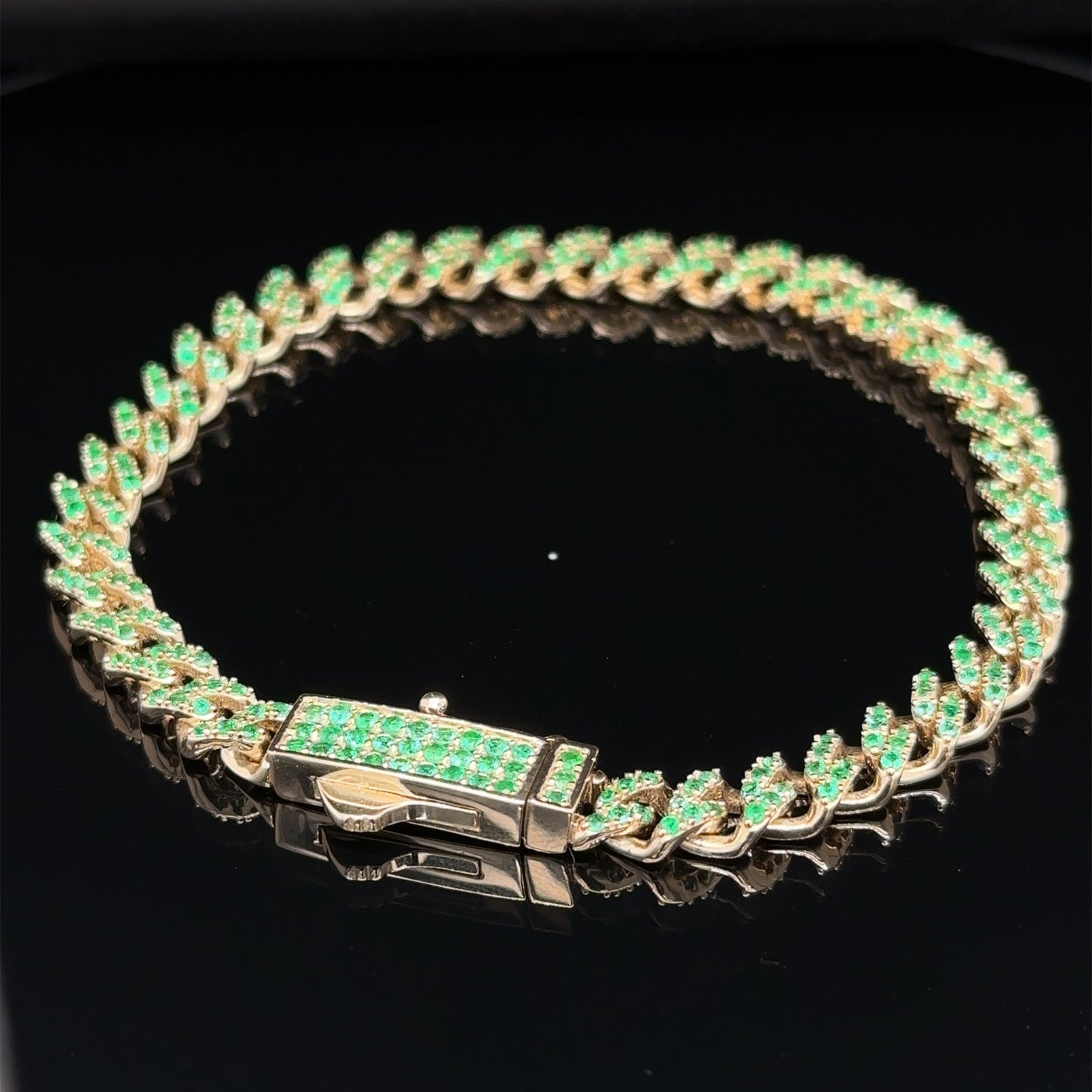 2.50 Carat Natural Emerald Cuban Bracelet