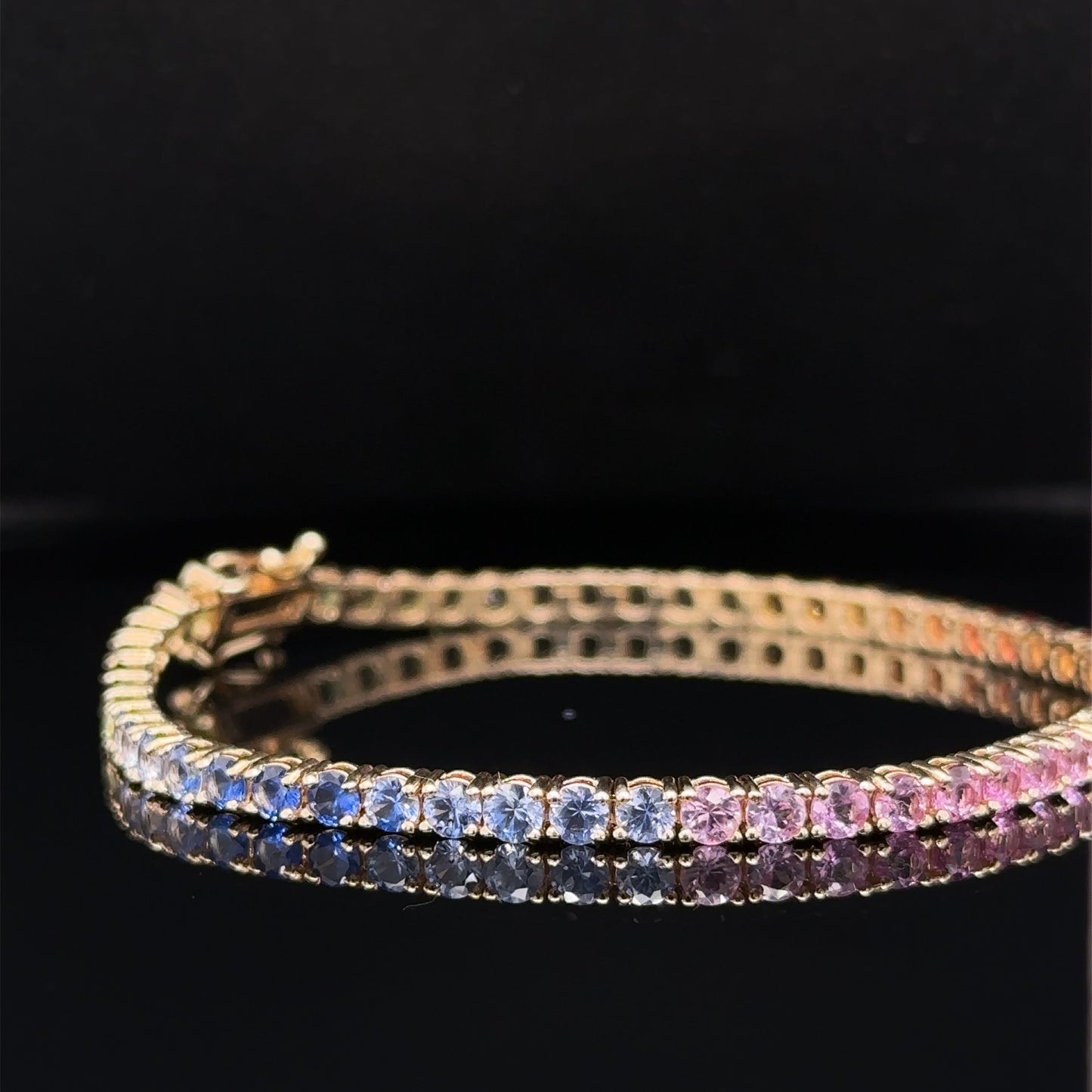 7.00 Carat Rainbow Ombre Sapphire Bracelet - 14k Gold