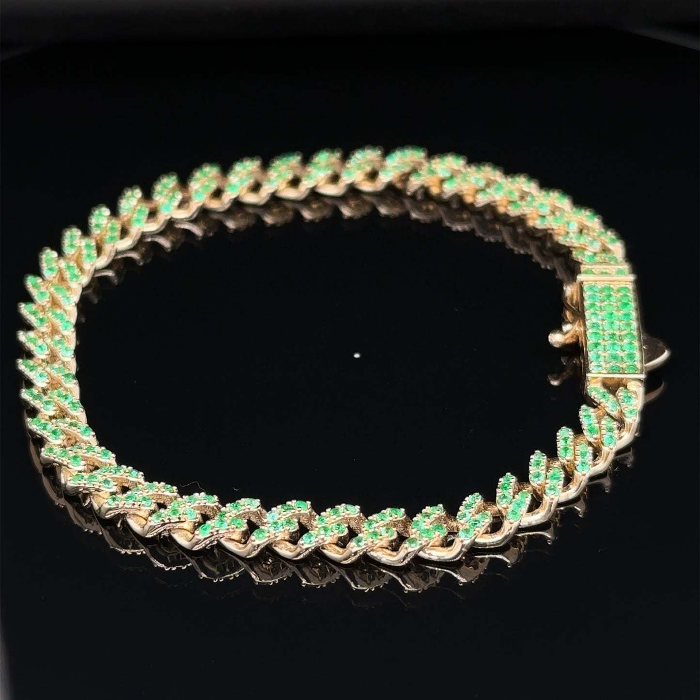 2.5 Carat Natural Emerald Cuban Bracelet