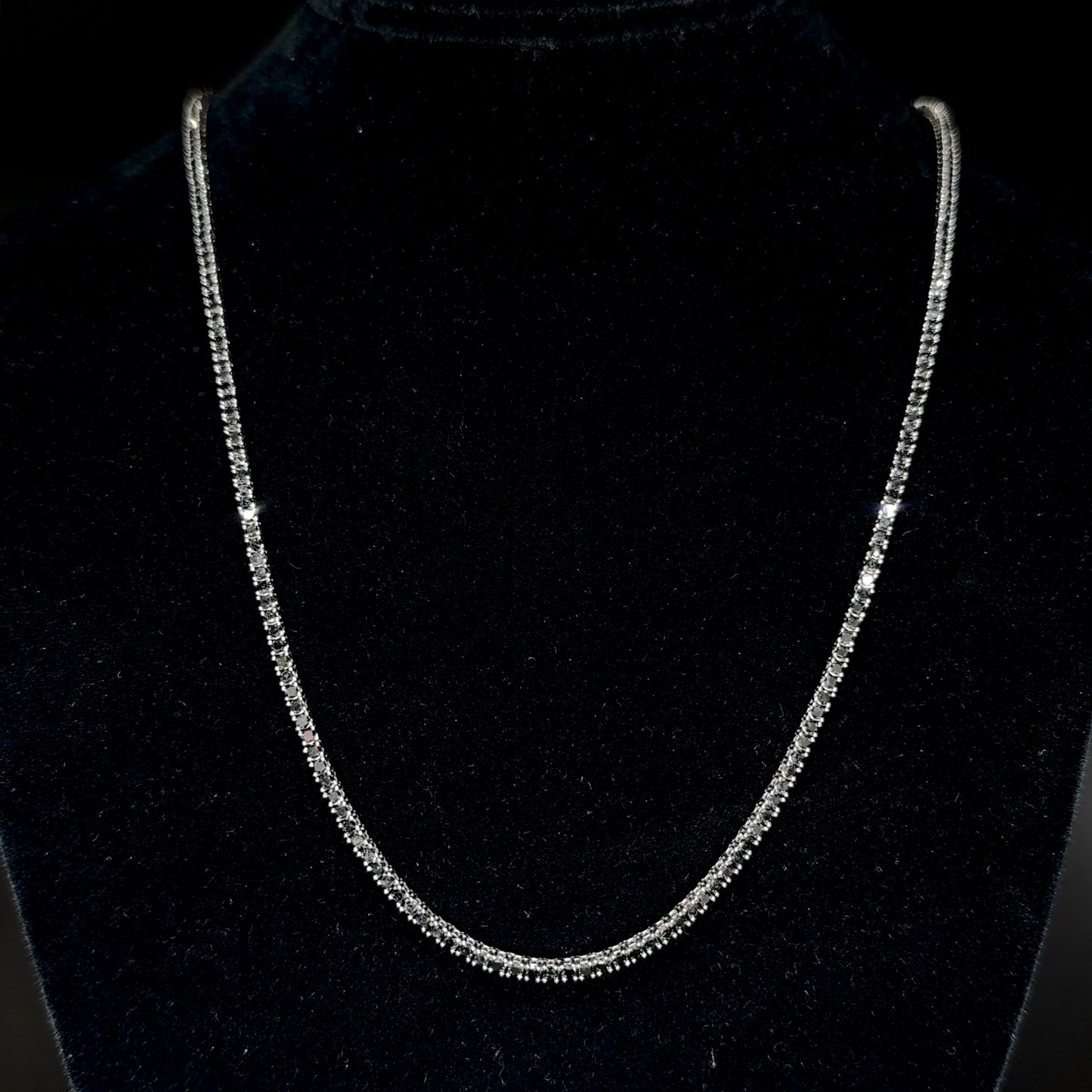 10.25 Carat Black Diamond Tennis Necklace