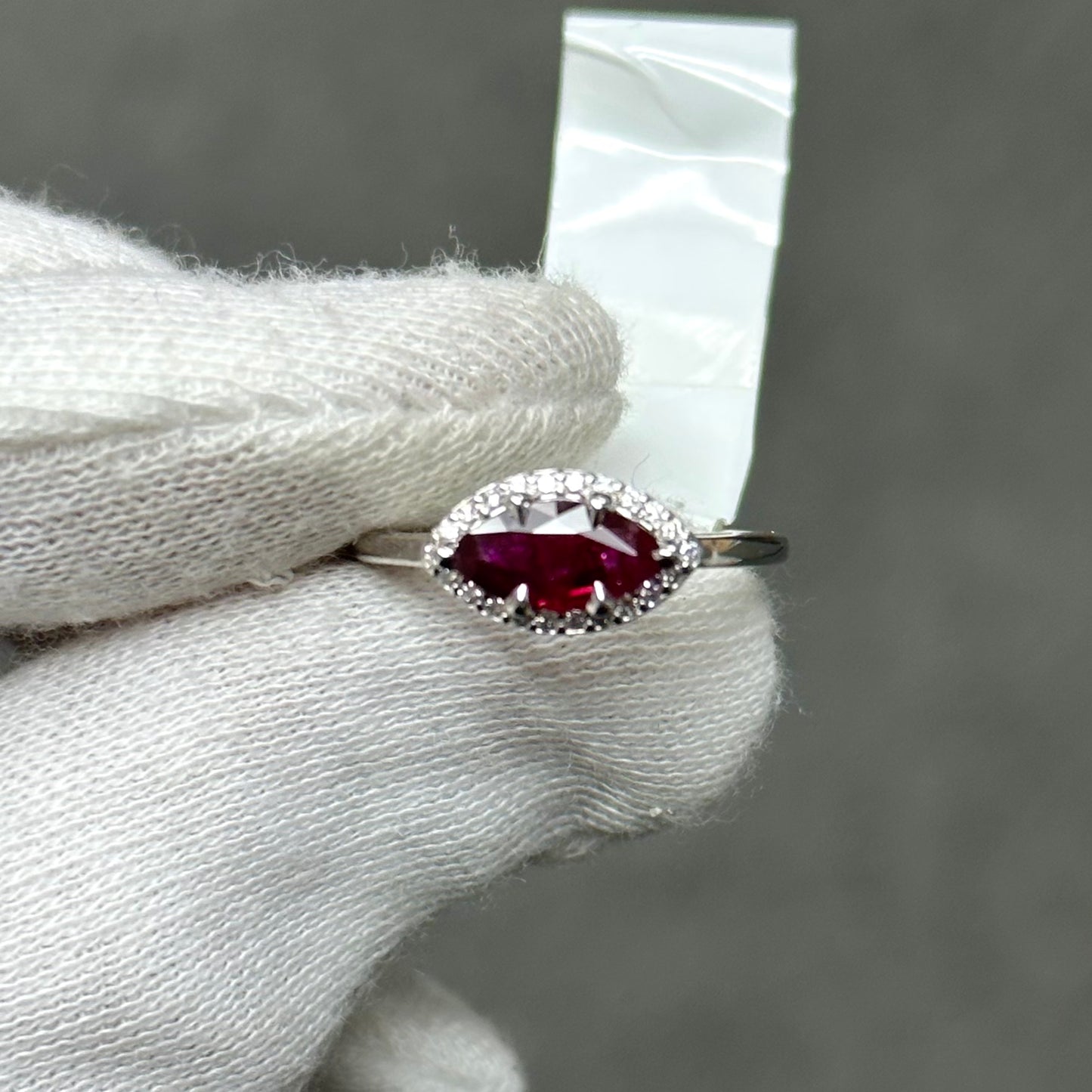 1.06 Carat Ruby and Diamond Ring 14k White Gold